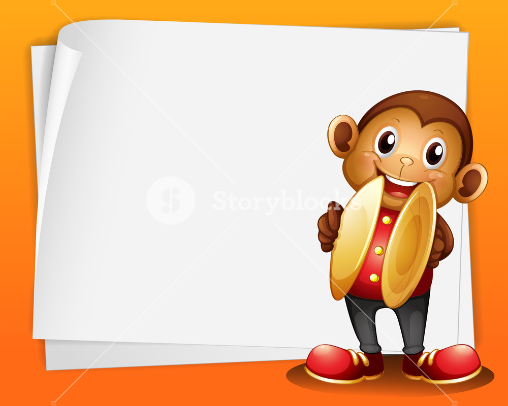 1000x800 Illustration Of A Monkey With Cymbals And The Blank Space Royalty