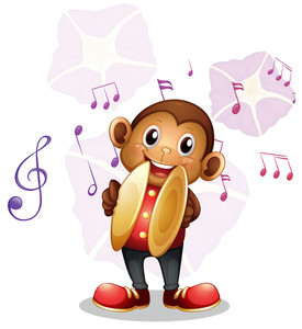 275x300 Illustration Of A Monkey With Cymbals In A Disco House Royalty