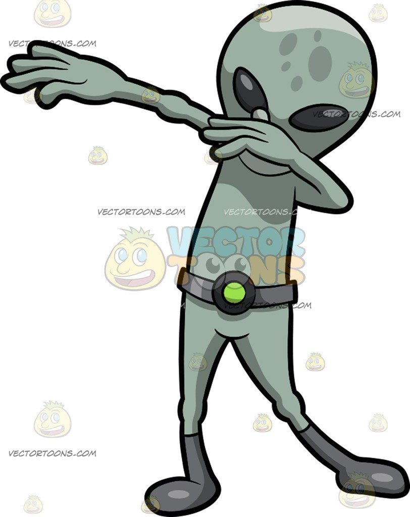 812x1024 A Dabbing Alien Cartoon Clipart
