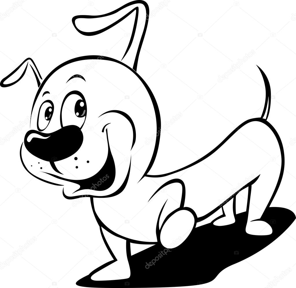 1024x996 Cute Dachshund Cartoon Black Outline
