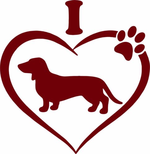 485x500 Dachshund Pet Animal Wiener Dog Heart Paw Car Truck Window Vinyl