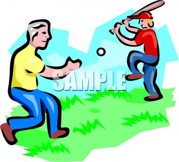 350x317 Boy Practicing Baseball With His Dad