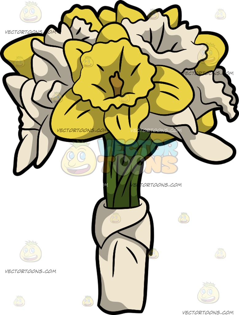 778x1024 A Pretty Bouquet Of Daffodils Cartoon Clipart