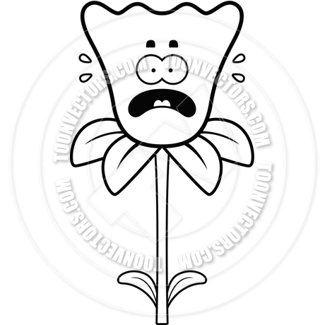 460x460 Scared Daffodil (Black And White Line Art) By Cory Thoman Toon