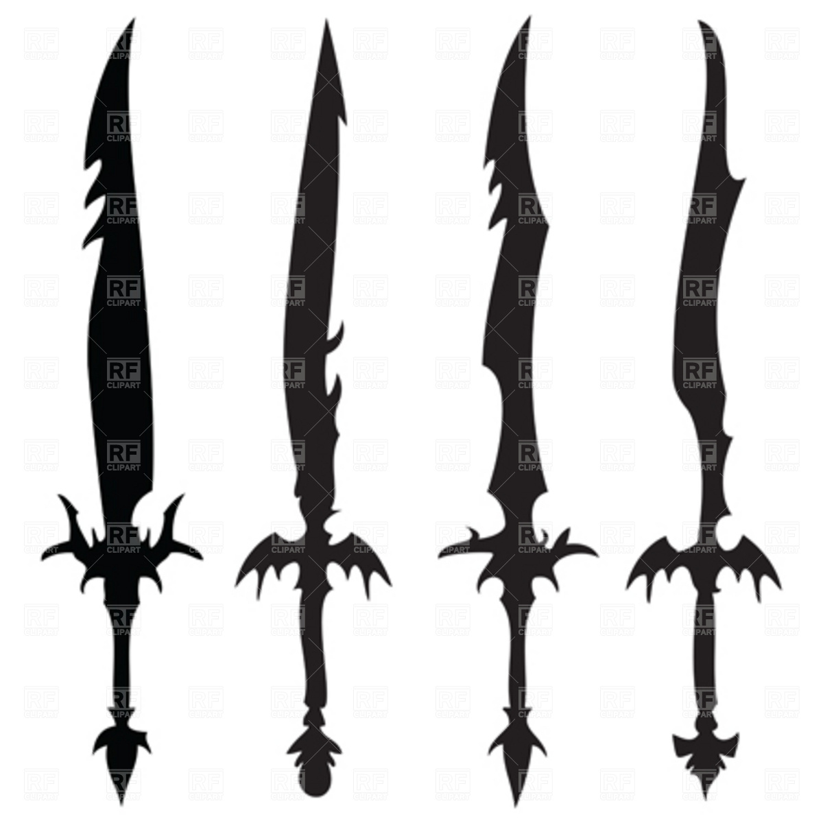 1200x1200 Swords Silhouettes Royalty Free Vector Clip Art Image