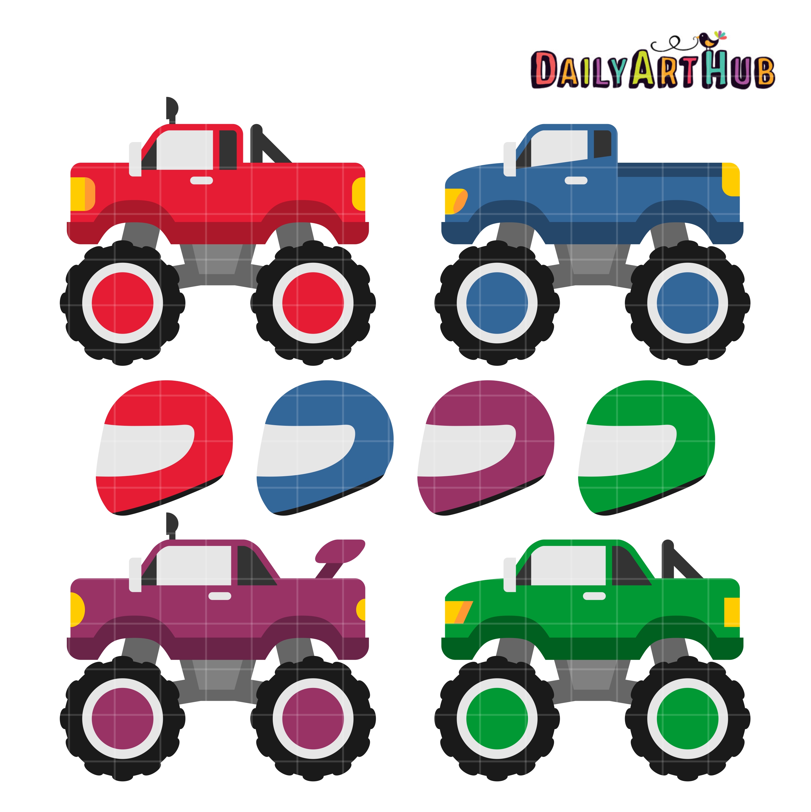 2664x2670 Monster Trucks 3 Clip Art Set Daily Hub