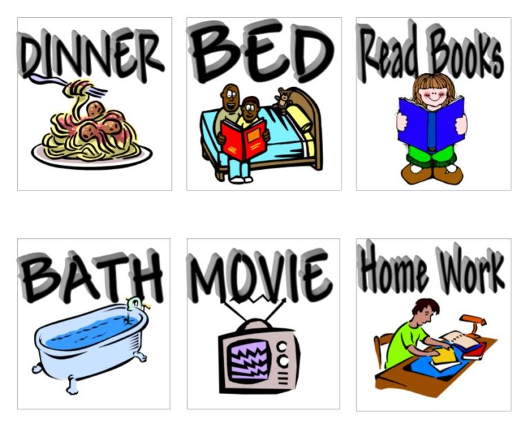 clipart daily routine schedule for boy