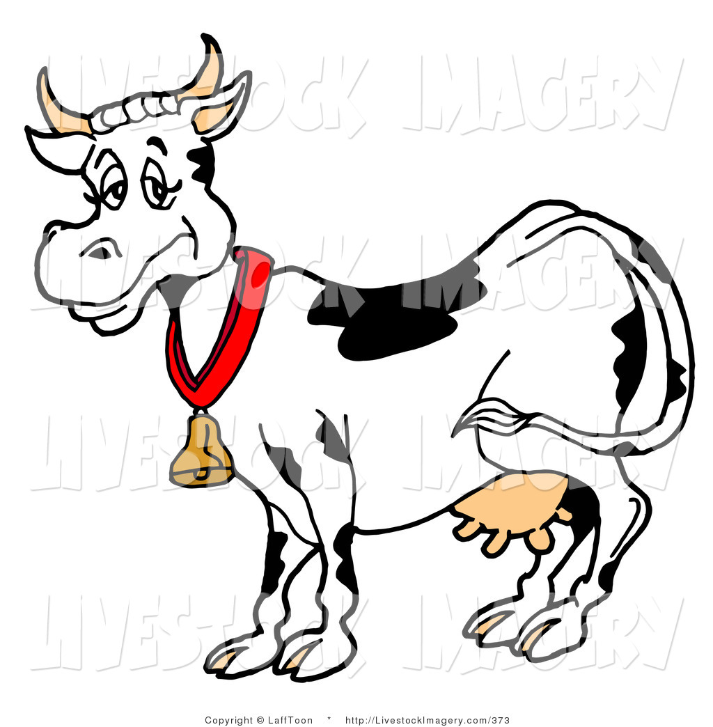 1024x1044 Clip Art Of A Happy Black And White Dairy Cow Wearing A Gold Bell
