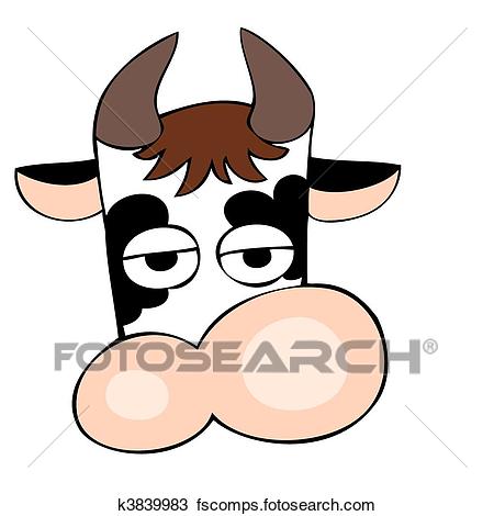 450x470 Clipart Of Funny Dairy Cow Face. K3839983