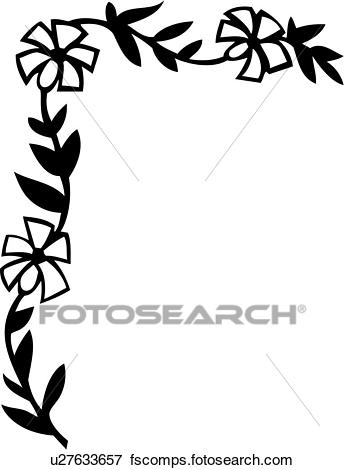344x470 Clip Art Of , Border, Corner, Daisy, Floral, U27633657