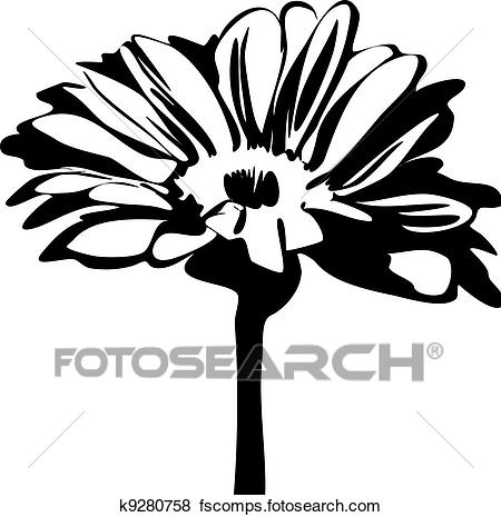 450x465 Clip Art Of Daisy Flower On The Stalk K9280758