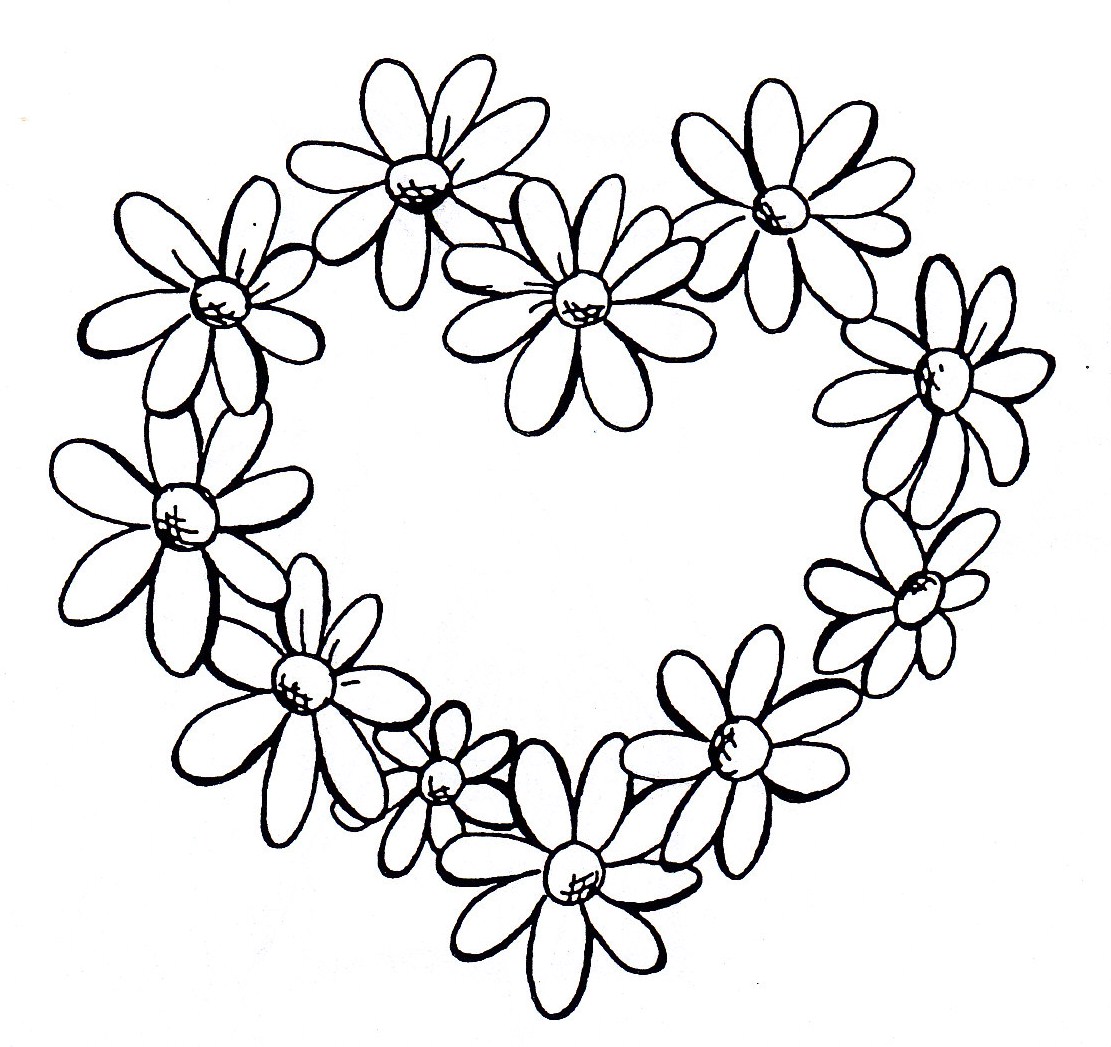 Flower Daisy Drawing Outline Clipart Tattoo Heart Flowers Daisies Tattoos C...