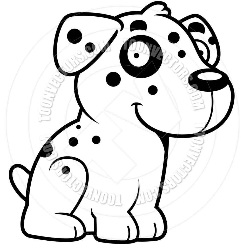940x940 Cartoon Dalmatian Dog Sitting (Black And White Line Art) By Cory