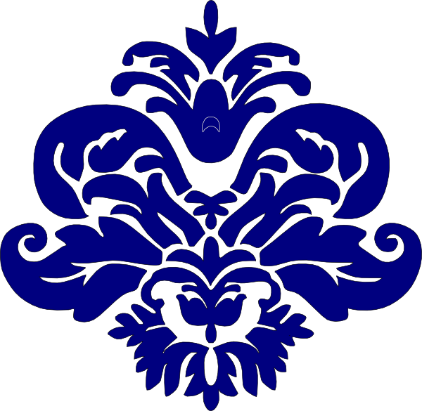 600x585 Navy Blue Damask Clip Art