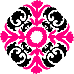 298x297 Damask Flourish Pink Black Clip Art