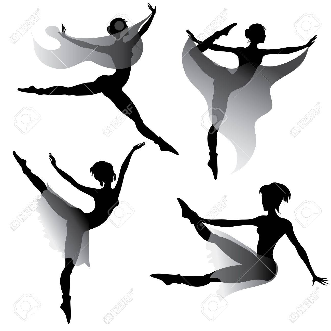 1300x1300 Set Of Ballet Dancers Silhouettes Dancing Modern Ballet Royalty