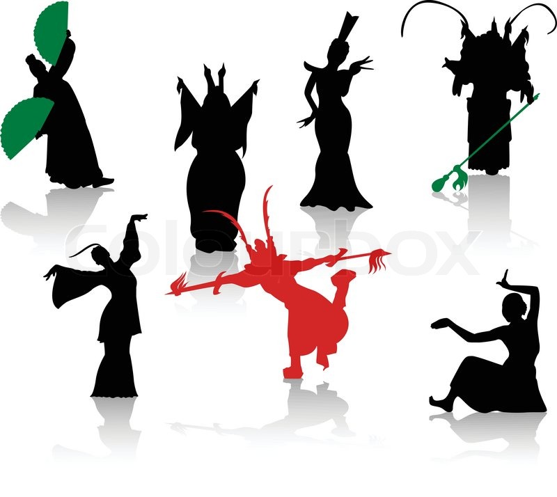 800x714 Silhouettes Of Dancers. Chinese Opera And The National Dance