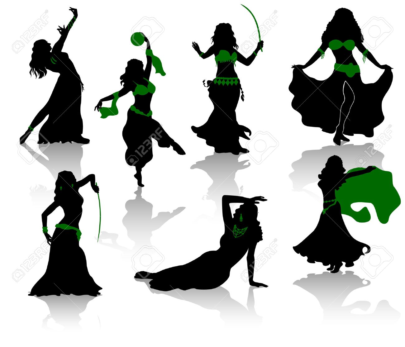 1300x1114 Belly Dance. Silhouettes Of Beauty Dancers. Royalty Free Cliparts