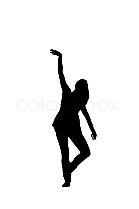 531x800 Silhouette Of A Girl Dancing On A White Background Stock Photo