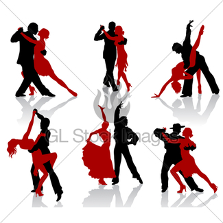 325x325 Silhouettes Of The Pairs Dancing Ballroom Dances. Gl Stock Images