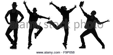 450x220 Silhouettes Of Dancers In Dancing Concept Stock Photo, Royalty