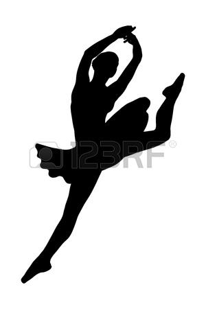 300x450 A Silhouette Of A Ballerina Dancer Jumping Isolated Against White