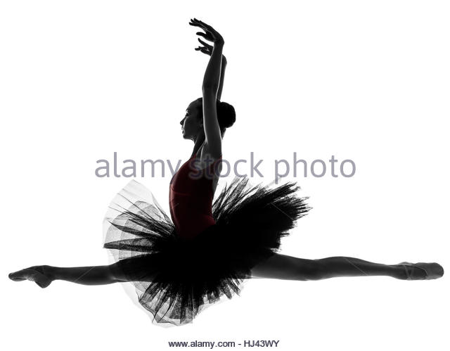 640x499 Silhouette Young Ballerina Jumping On Stock Photos Amp Silhouette