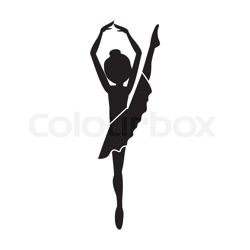 800x800 Silhouette Dancer Fifth Position With Leg Up Vector Illustration