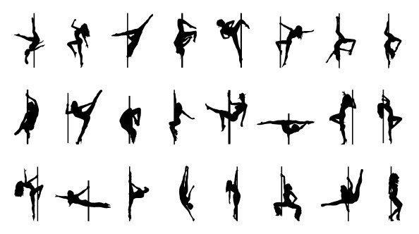 594x332 Pole Dancer Silhouettes Set