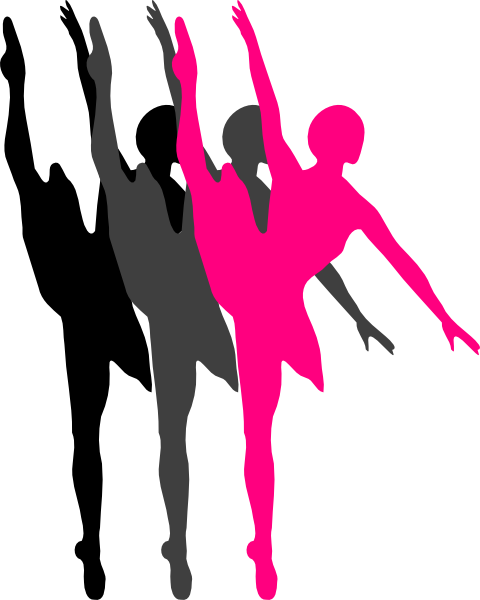 480x600 Triple Ballet Dancer Silhouette Clip Art
