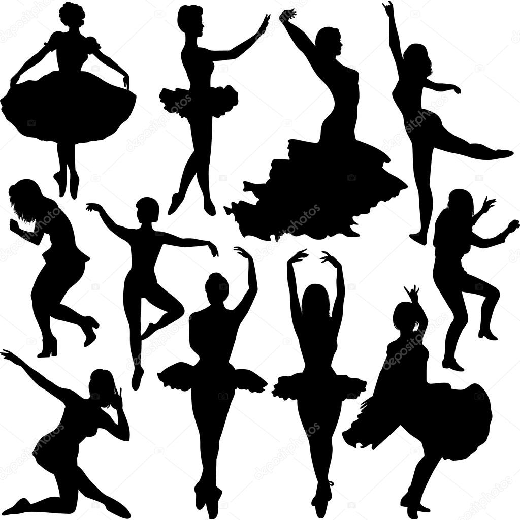 1024x1024 Vector Dancer Silhouettes Stock Vector Tristantan71