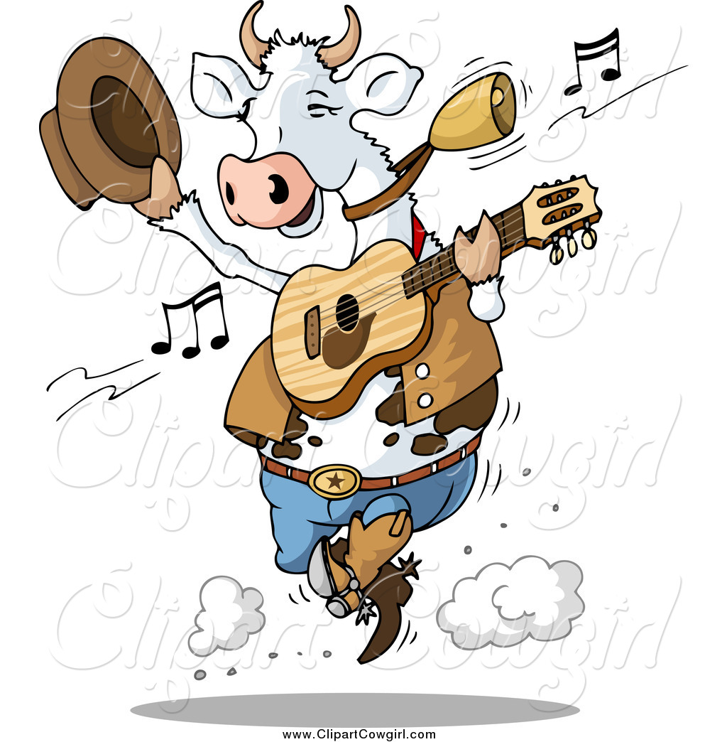 1024x1044 Clipart Of A Dancing Country Music Cow By Holger Bogen