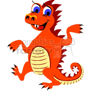 300x300 Royalty Free Spiky Orange Dancing Dragon 132036 Vector Clip Art