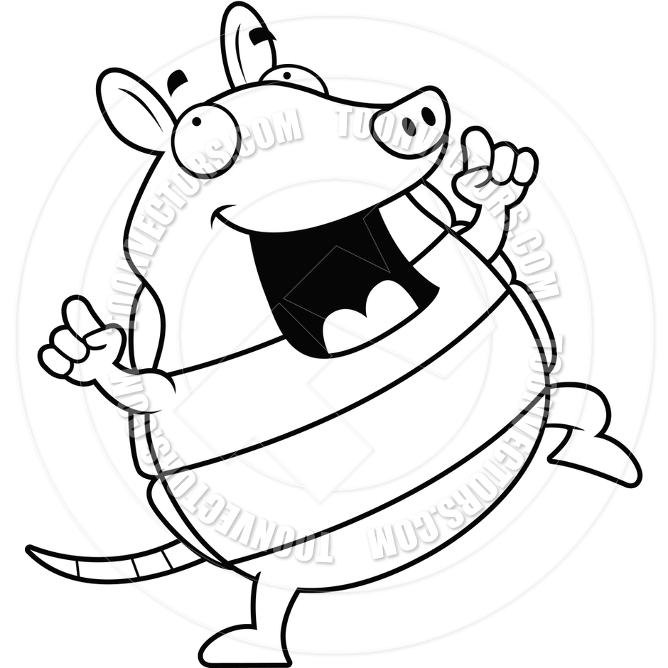 940x940 Cartoon Armadillo Dancing (Black And White Line Art) By Cory