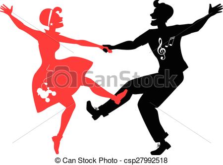 450x333 Vector Clip Art Of Rockabilly Couple Dancing Silhouett