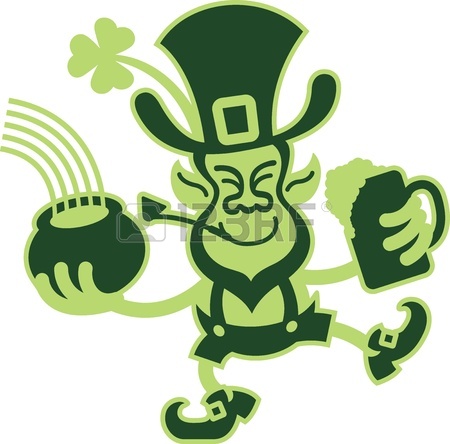 450x444 Green Two Toned Leprechaun Holding A Beer And Pot Of Gold While