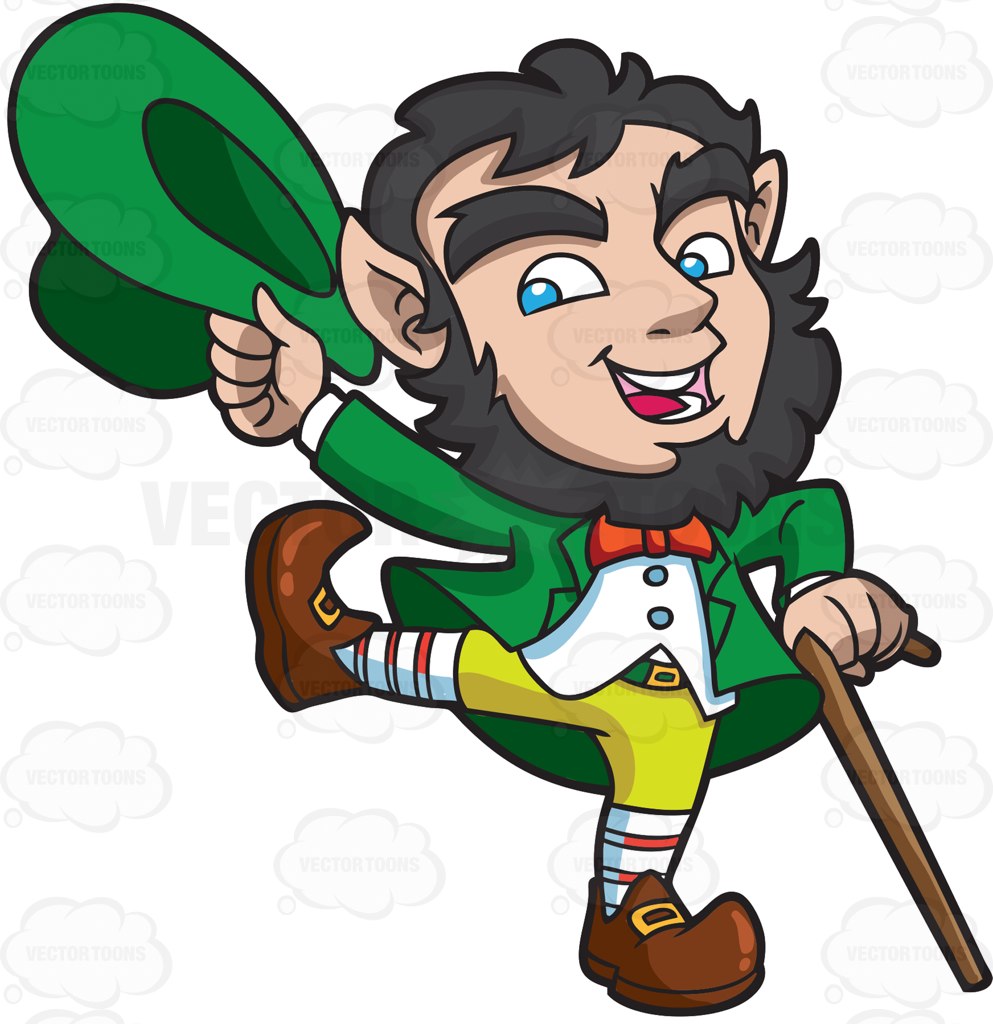 993x1024 A Leprechaun Dancing In Happiness Cartoon Clipart
