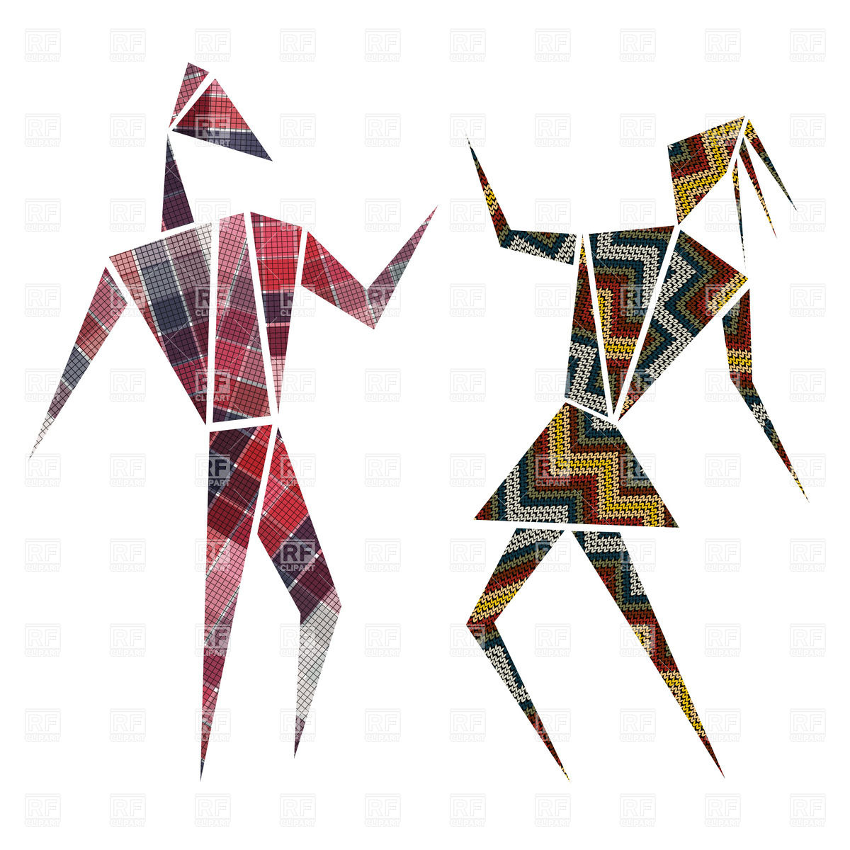 1200x1200 Abstract Design Dancing Characters Over White Royalty Free Vector