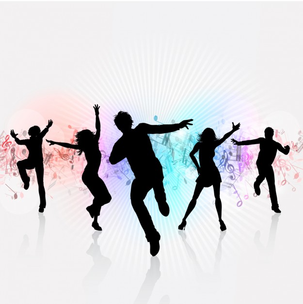625x626 White Party Background With Dancing Silhouettes Vector Free Download