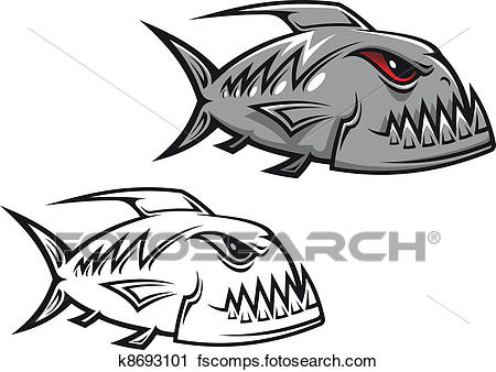 450x338 Clipart Of Danger Piranha K8693101