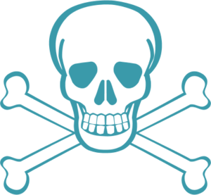 300x277 Skull Bones Pirates Danger Death Scary Vector Clip Art