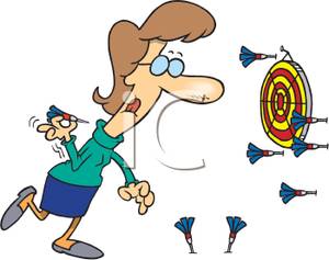 300x237 Woman Throwing Darts And Missing The Dartboard Clip Art Image