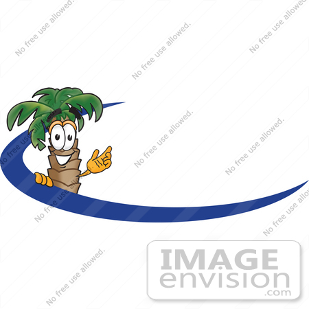 450x450 Clip Art Graphic Of A Tropical Palm Tree Cartoon Character Waving