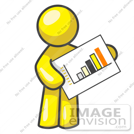 450x450 Clip Art Graphic Of A Yellow Guy Character Holding A Printed Bar