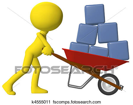 450x353 Clipart Of Person Moving Data Cubes Boxes Wheelbarrow K4555011