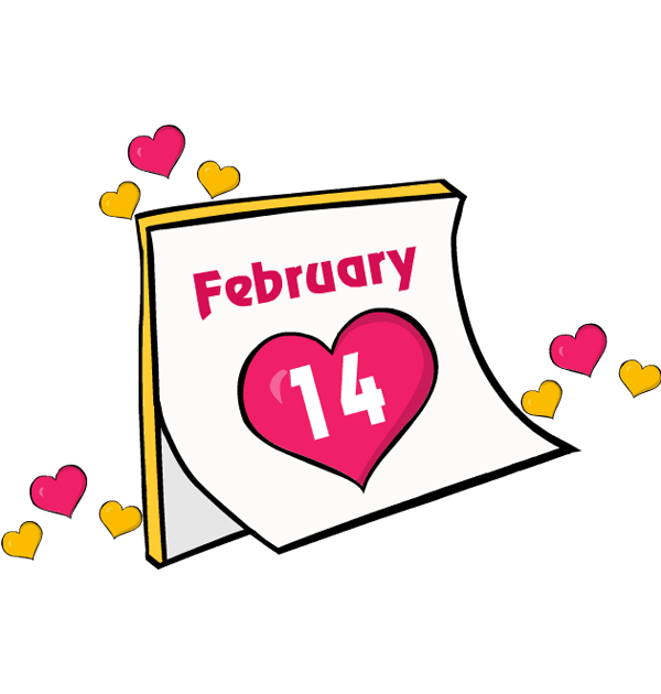 600x630 Clip Art Valentines Day Calender Date Feb February
