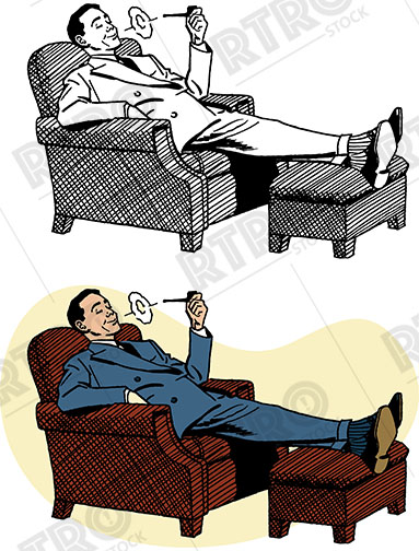 383x504 Man Checking An Important Date On His Calendar Vintage Retro Clip