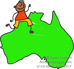 300x279 Illustration Of A Little Boy Standing On A Map Of Australia