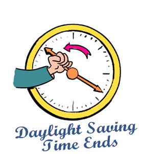 280x300 Daylight Saving Time Ends Set Your Clocks One Hour Back Clipart