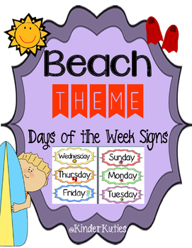 271x350 Beach Ocean Theme Days Of The Week Signs By Kinderkuties Tpt